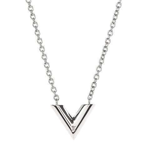 louis vuitton essential v necklace silver|louis vuitton initial necklace.